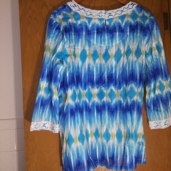 ALFRED Dunner Blue Tie Dye Tunic Blouse 18 Pre-owned - Picture 5 of 10